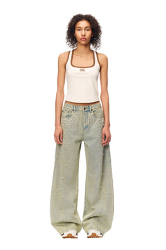 Apricot Square Neck Halter Vest - ANN ANDELMAN