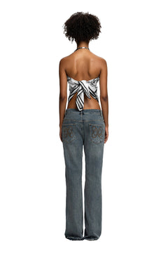 Black LOGO Silk Scarf (Backless Tube Top) - ANN ANDELMAN