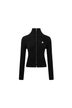 Black Skinny Ribbed Turtleneck Zip - Up Cardigan Sweater - ANN ANDELMAN