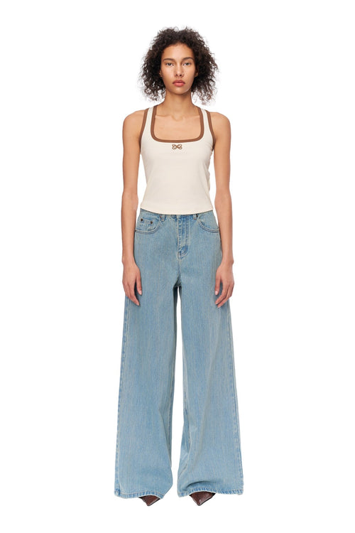 Blue Slub Basic Jeans - ANN ANDELMAN