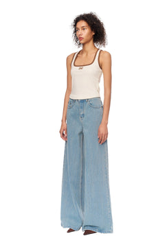 Blue Slub Basic Jeans - ANN ANDELMAN
