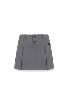 Grey Double Ear Pleated Skirt - ANN ANDELMAN