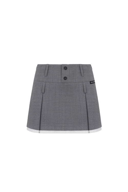 Grey Double Ear Pleated Skirt - ANN ANDELMAN