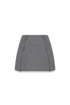 Grey Double Ear Pleated Skirt - ANN ANDELMAN