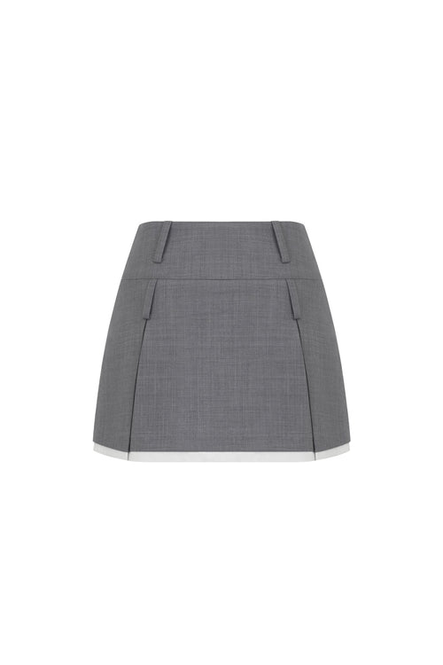 Grey Double Ear Pleated Skirt - ANN ANDELMAN