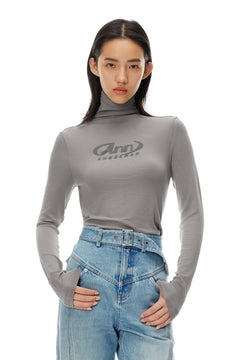 Grey Flocked Bottoming Shirt - ANN ANDELMAN