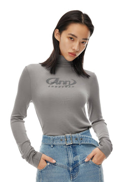 Grey Flocked Bottoming Shirt - ANN ANDELMAN