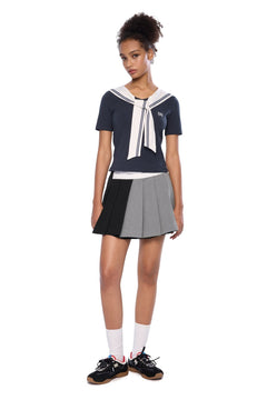 Navy Blue Contrast Slim Fit T-shirt - ANN ANDELMAN