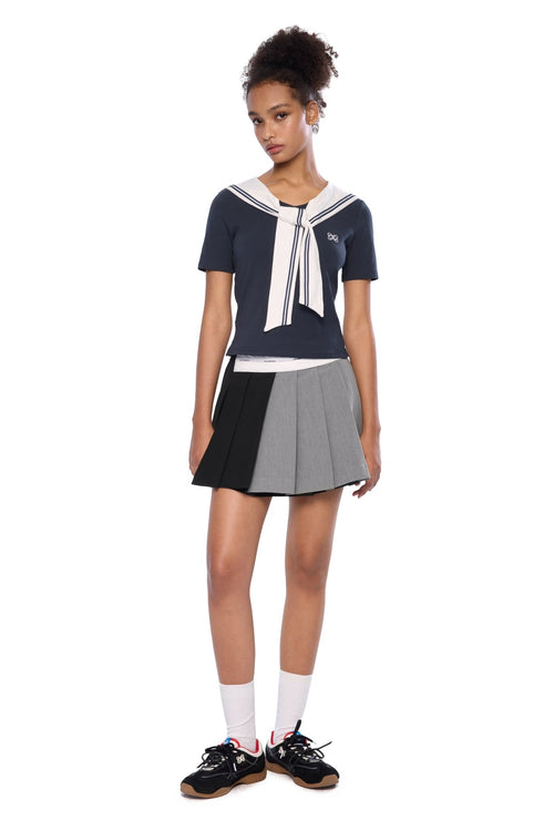 Navy Blue Contrast Slim Fit T-shirt - ANN ANDELMAN