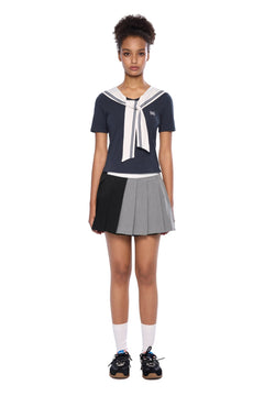 Navy Blue Contrast Slim Fit T-shirt - ANN ANDELMAN