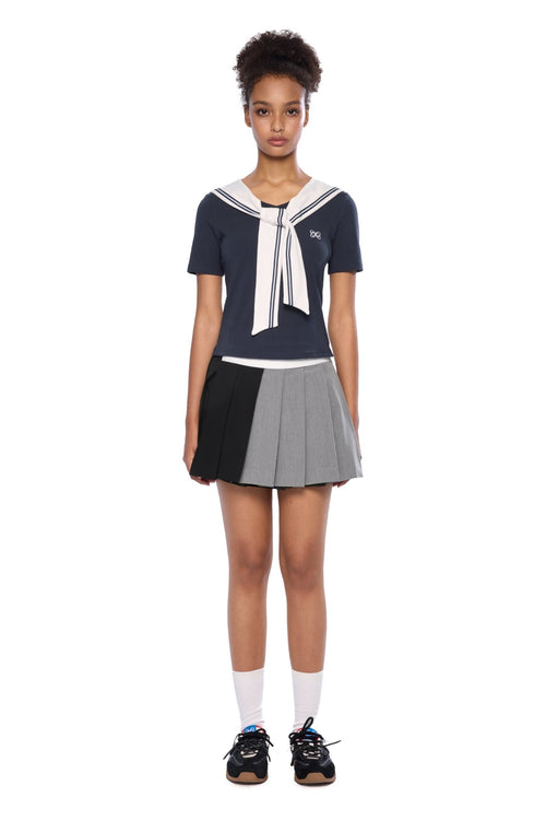 Navy Blue Contrast Slim Fit T-shirt - ANN ANDELMAN