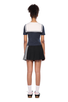 Navy Blue Contrast Slim Fit T-shirt - ANN ANDELMAN