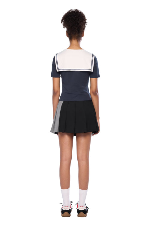 Navy Blue Contrast Slim Fit T-shirt - ANN ANDELMAN