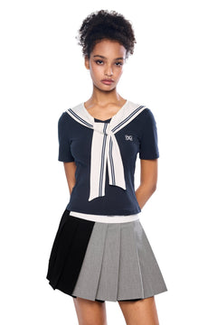 Navy Blue Contrast Slim Fit T-shirt - ANN ANDELMAN