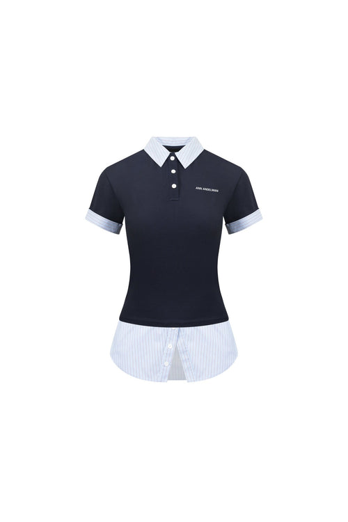 Navy Two - piece Stacked Short Sleeves - ANN ANDELMAN