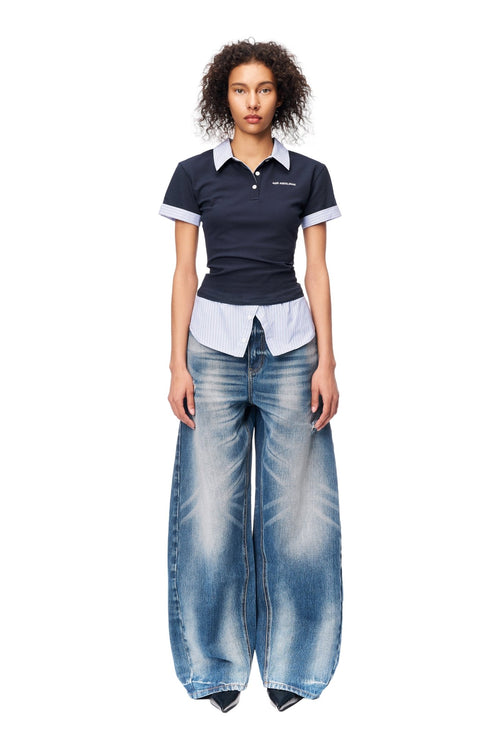 Navy Two - piece Stacked Short Sleeves - ANN ANDELMAN