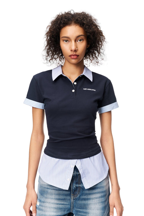 Navy Two - piece Stacked Short Sleeves - ANN ANDELMAN