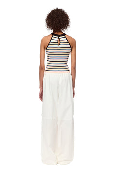 Pink Striped Holiday Halter Tank Tops - ANN ANDELMAN