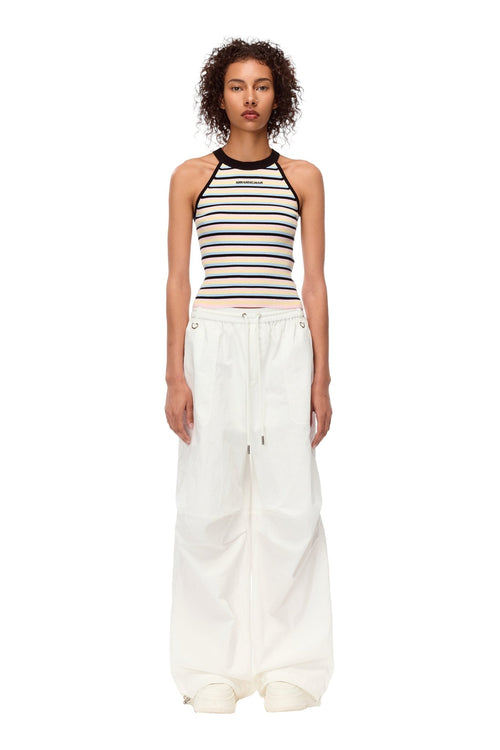 Pink Striped Holiday Halter Tank Tops - ANN ANDELMAN