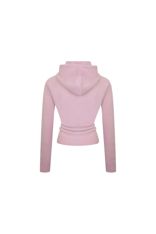 Pink Wool Hooded Sweater - ANN ANDELMAN
