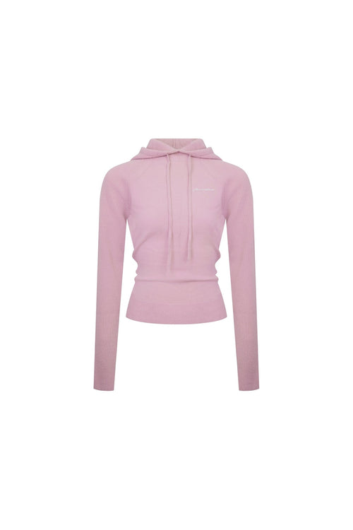 Pink Wool Hooded Sweater - ANN ANDELMAN