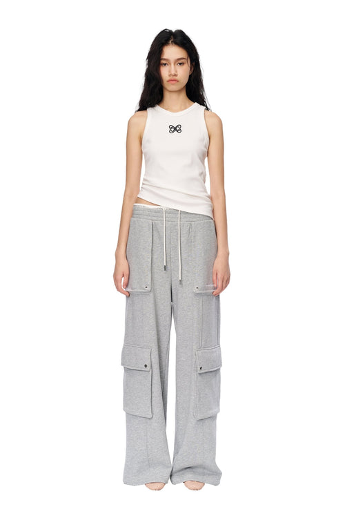 White Asymmetric Shirred Tank - ANN ANDELMAN