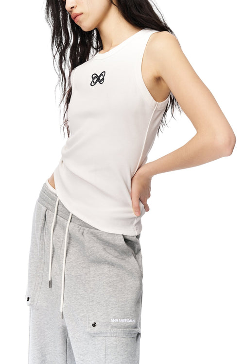 White Asymmetric Shirred Tank - ANN ANDELMAN