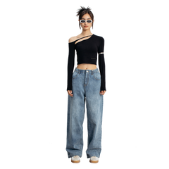 Black Strapless Deconstructed Top