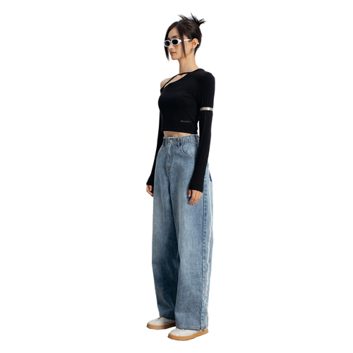 Black Strapless Deconstructed Top