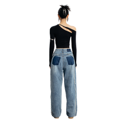 Black Strapless Deconstructed Top