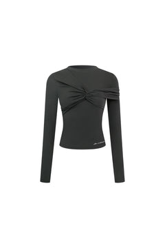 Dark Gray Twist-Front T-shirt