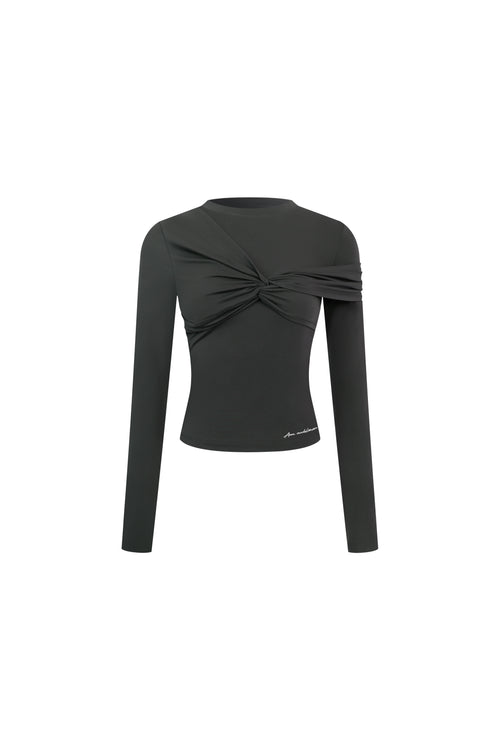Dark Gray Twist-Front T-shirt