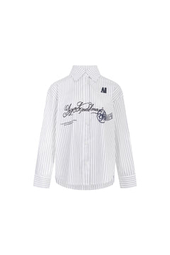 White Printed Striped Shirt