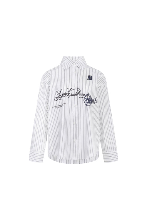 White Printed Striped Shirt