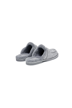 Gray Faux Fur Mule Loafers