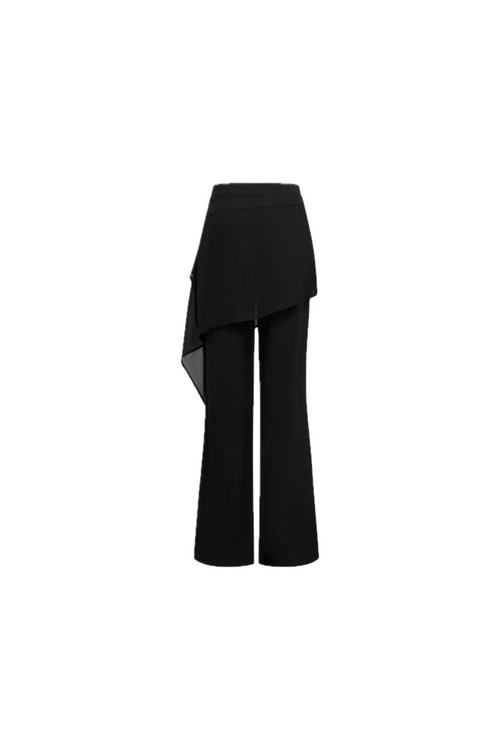 黒のリネン素材のゆったりとしたカジュアルパンツ