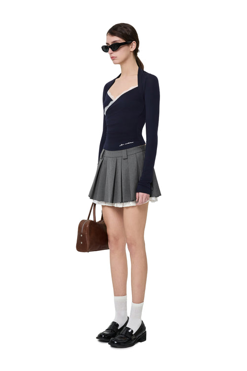 Navy Blue Lace Vest Top