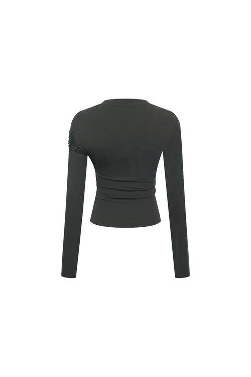 Dark Gray Twist-Front T-shirt