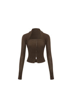 Brown Knit Strapless Vest Two-piece Set