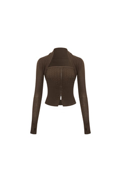 Brown Knit Strapless Vest Two-piece Set