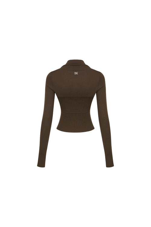 Brown Knit Strapless Vest Two-piece Set