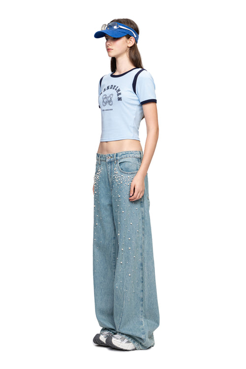 Sky Blue Sports Style Slim-Fit Printed Shirt