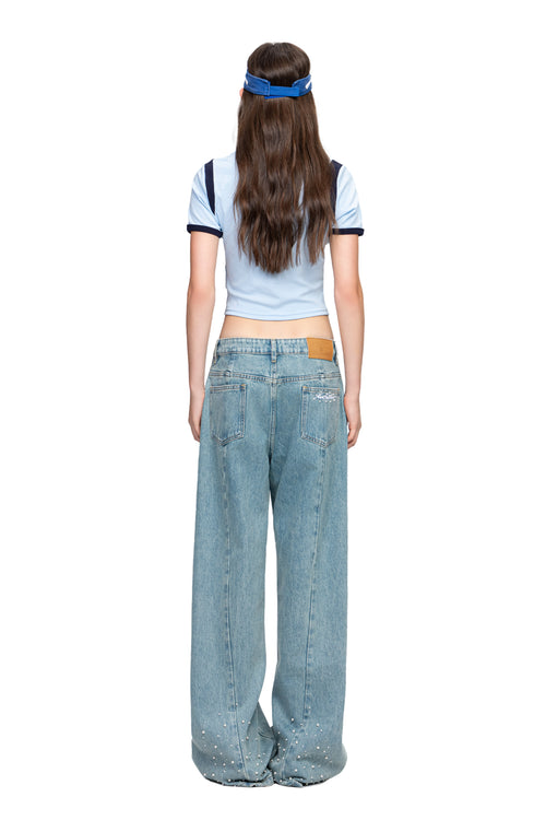 Sky Blue Sports Style Slim-Fit Printed Shirt