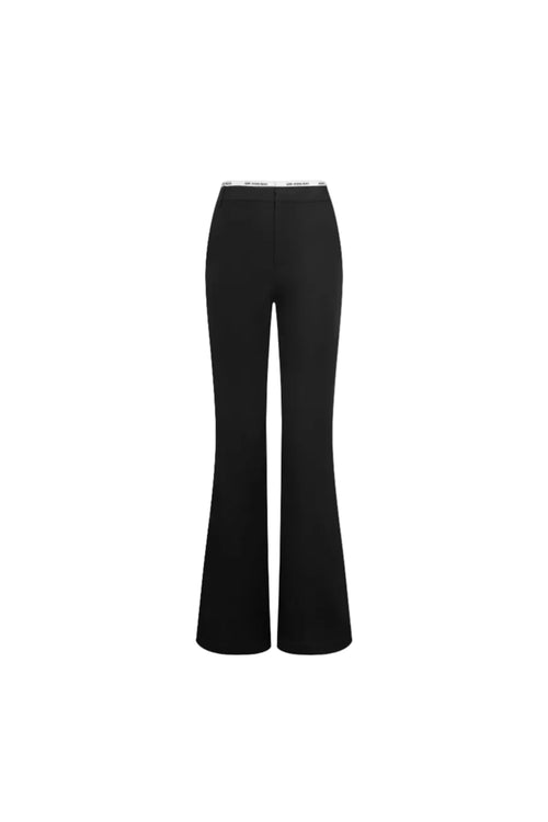 Black Flared Trousers with Waistband Detail