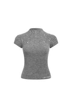 Grey Pearl Knit Top