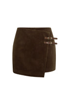 Brown Double-breasted Asymmetrical Midi Skirt