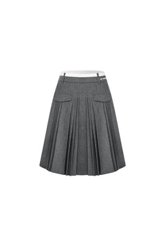 Grey Suit Pleated Skirt
