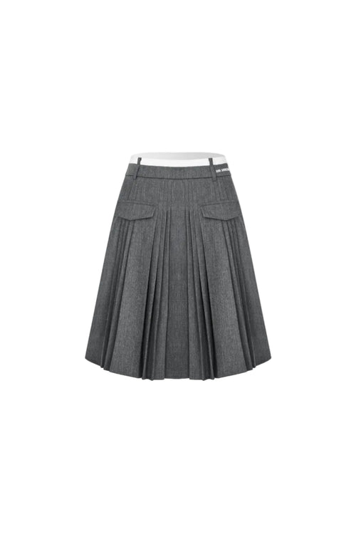 Grey Suit Pleated Skirt