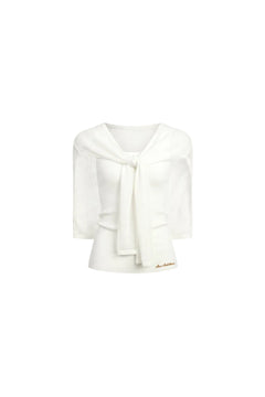 Off-white Woolen Overlay Acetate Camisole Two-piece Set