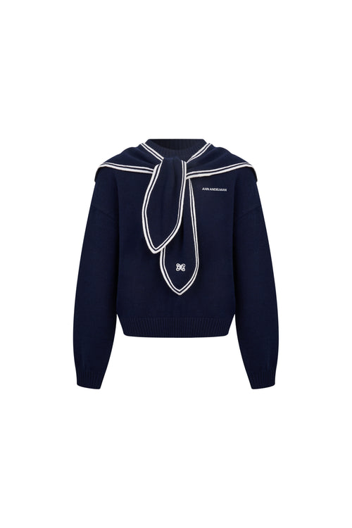 Navy Blue Sailor Collar Sweater